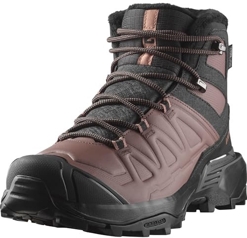 Salomon X Ultra Snowpilot Scarpe Impermeabili da trekking da Donna, Stabilità sulla neve, Calore a lunga durata, Nata per l'inverno, Black/Peppercorn/Cognac, 40 2/3 EU