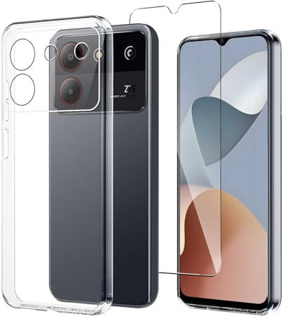 JDXHFF Cover Compatibile con ZTE Blade A54 (6.6) Trasparente e Pellicola Protettiva in Vetro Temperato - Custodia Morbido Silicone Protettivo TPU Case Clear