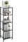 YMYNY Bücherregal, Standregale, Regal mit 5 Ablagen, Badregal, Gehärtetes Glas, Einfache Montage, für Badezimmer, Wohnzimmer, Küche, Büro, 35×30×123CM Schwarz HGD005B