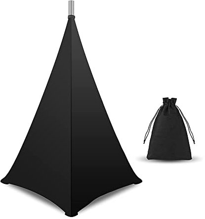 Spactz Cubierta de Soporte de Altavoz, Soporte de Altavoz de DJ, Falda de Tela de TríPode con Bolsa de Transporte, Cubierta Negra de 360 Grados para Boda, Concierto de Escenario