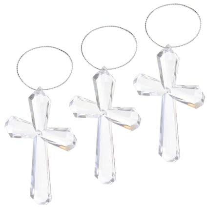 LALAFINA 3 Stück Transparente Kreuz Ostern Hängedekoration Hängedekoration Osterbaumschmuck Osterbaumbehänge Kreuz Hängeornament Osterbaumdekoration Osterzubehör