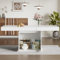 soges Mesa de Comedor Extensible con Estante, Mesa de Cocina, Mesa de Café, Mesa de Ocio, Isla de Cocina para Salón y Comedor, Blanco 140/180 x 80 x 76 cm