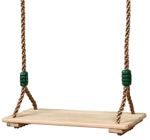 Columpio para árbol de madera - Columpio con cuerda ajustable | Asiento de columpio colgante | Mecedora de madera | Juego de columpio de madera con carga de 330 libras | Columpio de madera para