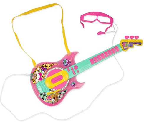 LOL Surprise: Superstar Guitar Set - Pink, Teal, Yellow - Lights & Sounds, Instrument Toy w/Strap, Glasses with Microphone, Kids Musical Toy Ages 3+