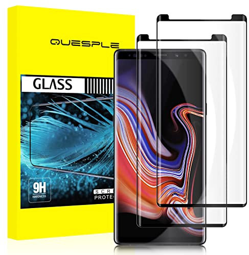 QUESPLE [2 Pièces] Verre Trempé pour Samsung Galaxy Note 9, Haute Qualité 3D Incurvé Couverture Complète, Dureté 9H, Sans Bulles, Film Protection écran Compatible avec Samsung Note 9
