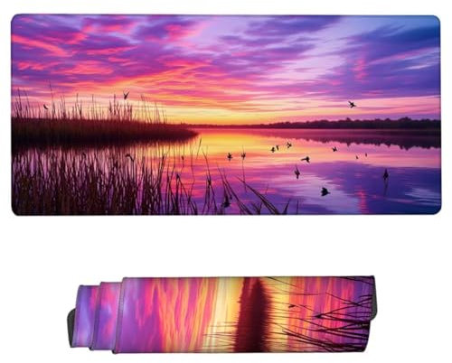 Tappetino Mouse XXL, Tappetino per Mouse Viola Tappetino Scrivania, Impermeabile Mouse Pad Mare Tappetino Mouse Gaming, Mousepad con Base in Gomma Antiscivolo, per Computer, PC, Laptop, Regalo ZH-28