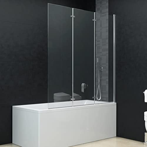 Lechnical Box Doccia e Vasca con Porte a Libro 3 Pannelli Regolabile Ante Pieghevoli Profili Cromati Cabina Bagno in Vetro di Sicurezza ESG 130x138 cm