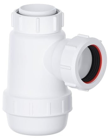 Sifone a bottiglia poco profondo, 40 mm, con anello antiscivolo, salvaspazio, guarnizione da 38 mm, kit di scarico per lavello da cucina, conforme BS EN2574-1, sifone per orinatoio