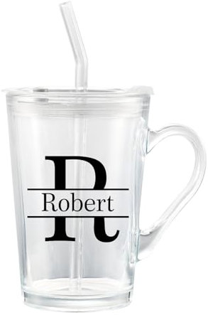 Glimmerday Bicchieri da Bere con Coperchio e Cannucce di Vetro, Bicchieri da Birra a Forma di Lattina Personalizzati, Perfetti per la Birra, Regalo di tè Freddo per le Mamme e Donne