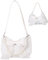 FOSDICK Perle Handtasche Damen Klein, Vintage Fliege Schultertasche Damen, Modisch Crossbody Bag Damens, Praktisch Umhängetaschen, Kompakt Shoulder Bags Women, Weiß Moon Bag