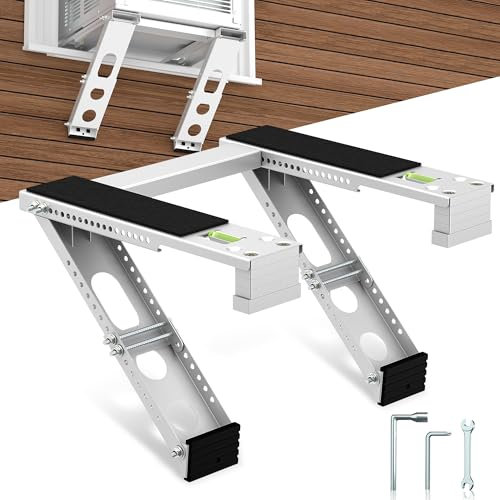 Window Air Conditioner Support Bracket: 220lbs Dual Arm Universal Support for 5,000-24,000 BTU Units, Adjustable 31.5-41.7 Inch (Brick/Concrete/Wood Walls)