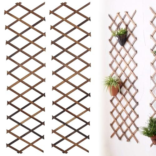 Rankgitter Holz Ausziehbar, 2 Stück Expandable Plant Trellis, Garten-Rankgitter 140×36 cm, Holz Trennwand Pflanzer Gartenzaun, Holzspalier Für Kletterpflanzen Dekoration