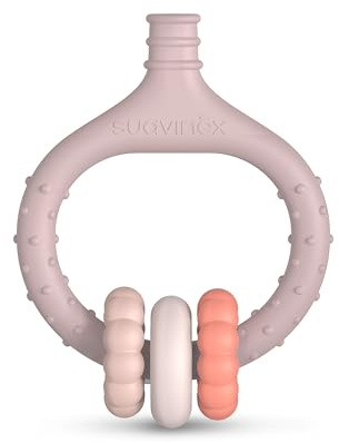 Suavinex, Masajeador de Encías para Bebés, Mordedor de Silicona, Anillo de Dentición, Alivia y Calma las Encías, Con Relieves y Texturas, Ergonómico, Ligero, Apto Lavavajillas, +0 Meses, Rosa
