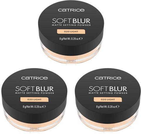 Catrice Soft Blur Matte Setting Powder, Nr. 020, Nude, langanhaltend, mattierend, porenverfeinernd, natürlich, transluzent, vegan, ölfrei, ohne Parfüm, ohne Alkohol, 3er Pack (3x8g)
