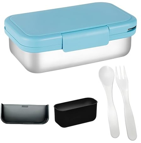 Lunch Box In Acciaio Inossidabile, Portapranzo Acciaio Inox, Lunch Box Sigillato e a Tenuta Stagna da 900 ml, Porta Pranzo Prova di Perdite, Schiscetta Pranzo Riscaldabilecon, per scuola, lavoro