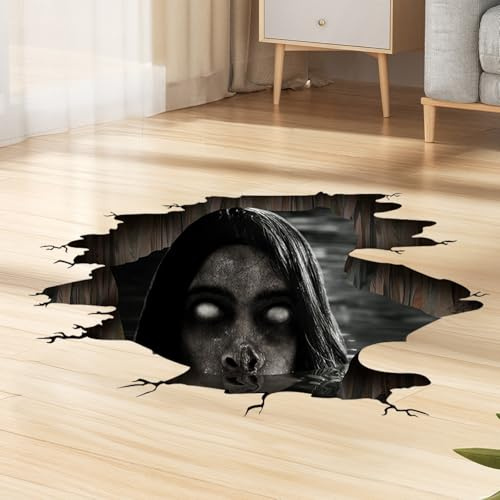 ESYFOR Adesivi Murali di Halloween, Adesivo da Pavimento Spaventoso di Halloween PVC Autoadesivi Horror Adesivi Murali Decorativi Halloweens per Soggiorno Finestra della Parete
