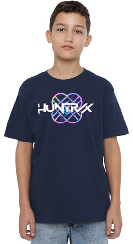 Kpop Demon Hunters Unisex Kids K-pop Demon Hunters - Huntrix Huntr/X Pastel Logo Kids T Shirt, Black T-Shirt (Pack of 1)