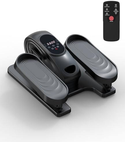 Mini Ellipsentrainer Untertisch, Klappbar Crosstrainer für Zuhause, 15 Stufen & 12 Programme, <15dB Leise, mit Display & Fernbedienung, Beintrainer für Senioren & Büro