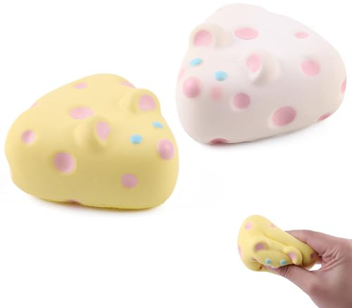 Anboor 2 Pcs Käse Maus Schaumtier Stress Squishies Spielzeug Zeitverzögert | Süßes Squeeze-Spielzeug Für Stressabbau, Mausefutter-Schaumtier Stress-Squishies, Zeitverzögerte Käse-Squishies Für Kinder