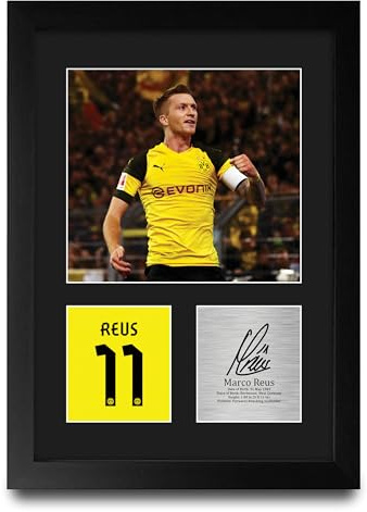 HWC Trading Marco Reus Geschenke Gedrucktes Signiertes Autogramm Foto für Fußball Anhänger and Fans - A4 Porträt Gerahmt
