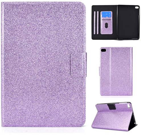 DayQiQiPu Case for Apple iPad Mini 5/4/3/2/1 (7.9 Inch, 2012-2019 Model) Lightweight Protective Cover Glitter Sparkle Pattern Filp Stand Case With Wallet Slot Auto Sleep/Wake Shell, Purple
