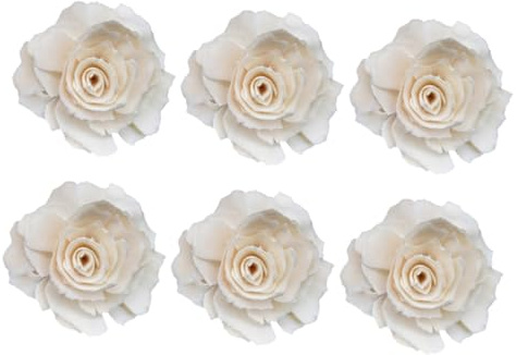 Feuerfreie Aromatherapie Pfingstrosen Diffusorblüten 6 Stück Weiß | Naturstrohpapier, Blumenförmig, für Geschenk und Innenraum, Schöne Ausführung
