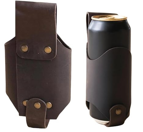Leather Beer Belt Holster,Portable Belt Bottle Holder,Beer Holster Belts Accessories, Grilling Camping Beer Gifts for Men Father’s Day Christmas Beer Drinkers/Lovers,Cowboy Accessories for Men