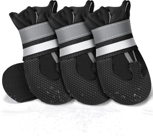 Adiwo Hundeschuhe Pfotenschutz, Wasserdicht Hundeschuhe, Pfotenschutz Hund Verletzung mit Rutschfester Sohle und Reflektierendem Klettverschlus, Hundesocken Anti Rutsch, Hundeschuhe zur Erholung, 2XL