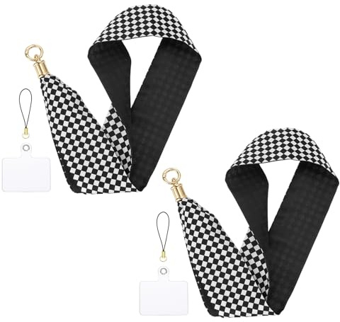 QUARKZMAN 2 Stück Handy Lanyard Halsband Armband Mit Tether Tab Für Frauen Lehrer Handy Autoschlüssel ID Ausweise Karte Geldbörse Kamera Schwarz Punkte