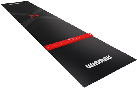 WINMAU Blade X Pro Zone Precision PVC Dartmatte mit integrierter erhöhter Dartlinie - Volle Länge – Elegantes schwarzes Design - Professionelles Dartzubehör - Dartteppich