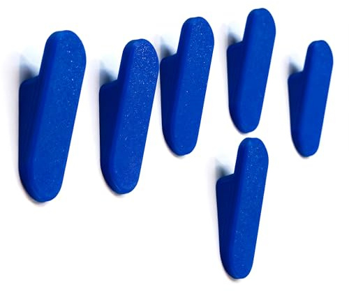 Kardamov Studio Klebehaken 6er Set Blau – Haken Selbstklebend ohne Bohren – Handtuchhaken für Bad & Küche – Extra starker Halt – Wasserfeste Bunte Wandhaken – Handtuchhalter Hergestellt in Berlin