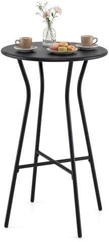 COSTWAY Bartisch Outdoor, runder Bistrotisch aus Metall, wetterfester Stehtisch für Terrasse, Garten und Poolbereich, 55,5 x 55,5 x 93 cm, Schwarz