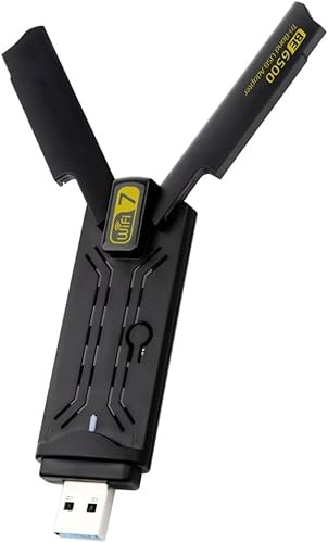 IONZ WiFi 7 BE6500 USB Adapter, Tri Band Long Range Network Dongle | 6GHz 2882Mbps + 5GHz 2882Mbps + 2.4GHz 688Mbps, Realtek RTL8912AU, Win 11, 4K-QAM, Multi-RU WPA3, Dual Antenna
