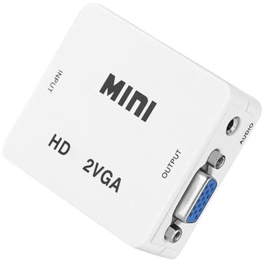 PLACUNT Convertitore video Mini HDMI-compatibile in VGA 1080P Full HD for PC Laptop HDTV Proiettore DVD con jack da 3,5 mm facile da usare(White)