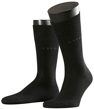ESPRIT Herren Socken Basic Easy Multipack M So Baumwolle einfarbig 2 Paar, Schwarz Black 3000, 47-50