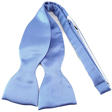 TigerTie Selbstbinder Seidenfliege in blau hellblau einfarbig Uni, Spitzenqualität, Querbinder 100% Seide + Aufbewahrungsbox