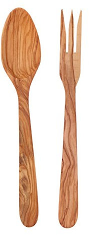 Salatgabel und Löffel, Olivenholz, 2-teiliges Set