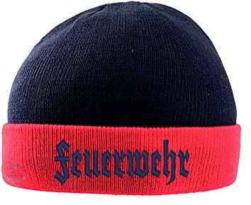 Smart Strickmütze WUNSCHTEXT (blau/rot)