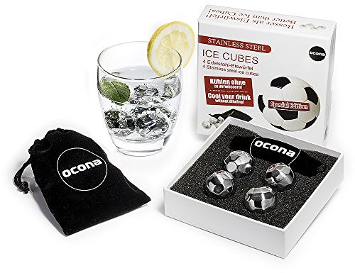 ocona Whisky Steine, Ice Cubes Set, Wiederverwendbare Edelstahl Eiswürfel Fußball-Design