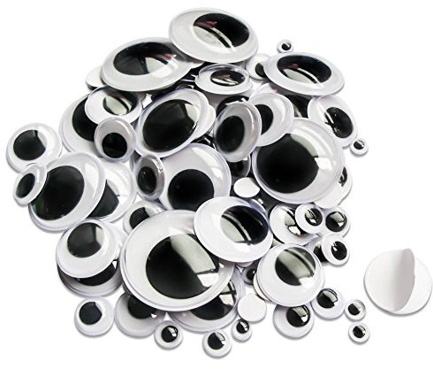 TOAOB 100pcs 6mm to 35mm Wiggle Googly Eyes with Self Adhesive White Round Sticky Wobbly Eyes Plastic Craft Eyes for Soft Doll Making Plush Crochet