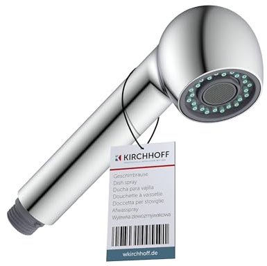KIRCHHOFF 96219510 Brausekopf Küchenarmatur für Wasserhahn Küche, Universal-Geschirrbrause G1/2, Ersatzkopf für ausziehbare Spültischarmaturen, Ersatz-Sprühkopf für Hochdruck Küchenarmatur, Chrom