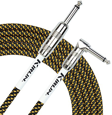 Kirlin iwc202pnby-20ft tela straight-angled instrumento guitarra Cable Lead, amarillo, 20 m