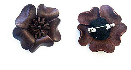 Bijoucolor - Broche Cuir Fleur Marron