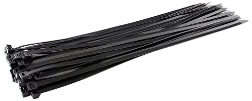 Gocableties Black Cable Ties Heavy Duty, 750mm x 7.6mm, Pack of 100, Long Nylon Zip Ties, Plastic Tie Wraps, Secure Self-Locking Mechanism, for Home, Garden, Office and DIY