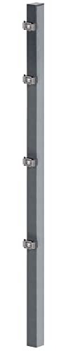 Alberts 677336 Zaunpfosten mit Klemmlasche | feuerverzinkt, anthrazit kunststoffbeschichtet (RAL 7016) | Länge 1200 mm | 60 x 40 mm