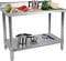 Royal Catering RCAT-150/60-N Tavolo da Lavoro Piano di Lavoro per Cucina con Alzatina (150 x 60 x 85 cm, Carico max. 130kg, Piedini regolabili, Acciaio inox)