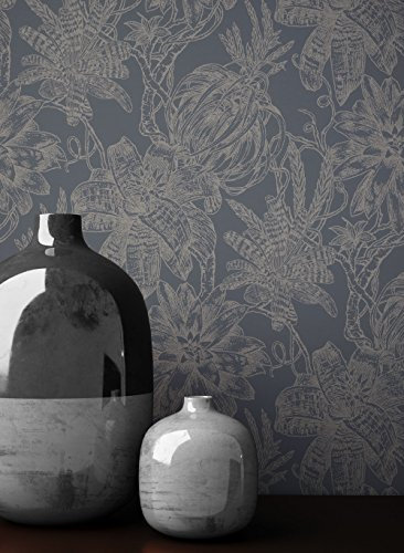 NEWROOM Papier peint floral bleu fleur feuille floral papier turquoise moderne nature