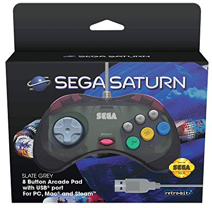 Retro-Bit Official SEGA Saturn Control Pad USB - Slate Grey