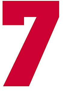 3 Tall Single Number 7 Iron On Heat Transfer for Football Baseball Jersey Sports T-Shirt Red