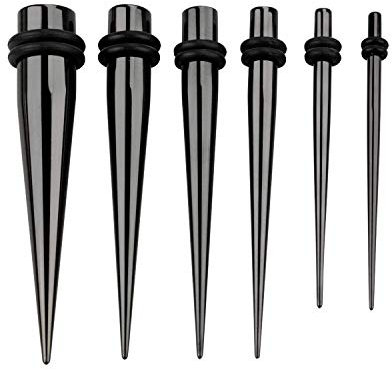 PiercingDoc Dehnstab für Tunnel 2er Set Chirurgenstahl Taper schwarz 3mm